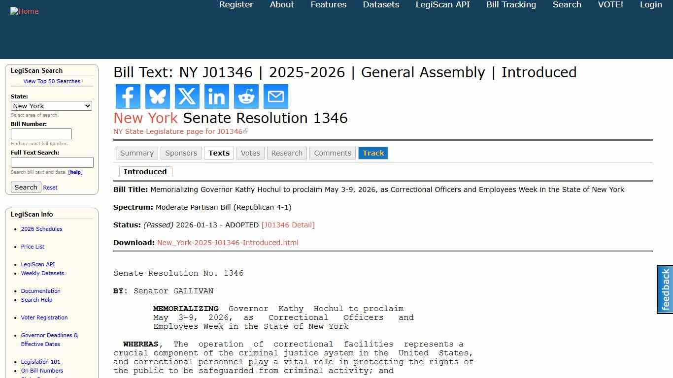 Bill Text: NY J01346 2025-2026 General Assembly Introduced LegiScan